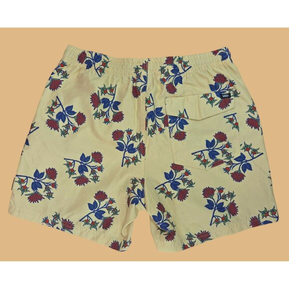 Vans Mens Floral Print Yellow Swim Trunks Small - Picture 2 of 7
